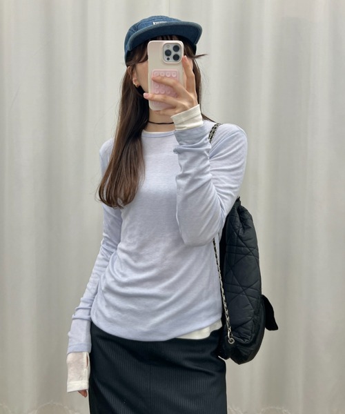 GIUNON tシャツ back stitch sheer tops / バックステッチシアー