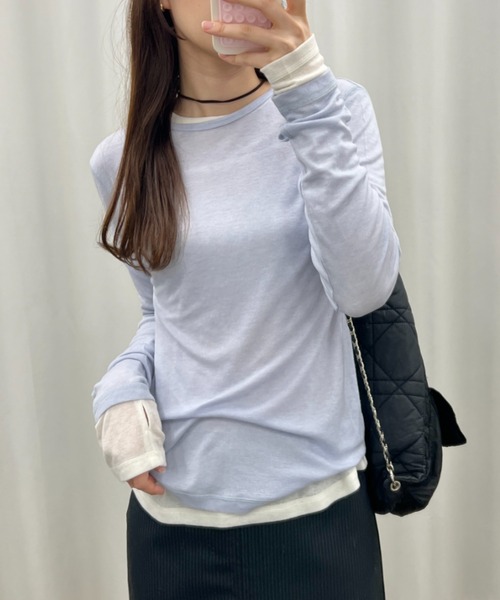 GIUNON tシャツ back stitch sheer tops / バックステッチシアー