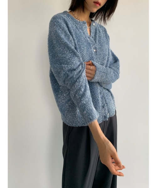 Didot.showroom カーディガン ラメフィルムクルーカーディガン