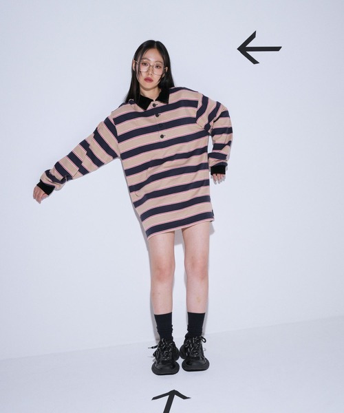 ポロシャツ ポロ Over boarder polo(オーバーボーダーポロ) レディース メンズ YOOU ポロシャツ ポロ Over boarder polo(オーバーボーダーポロ