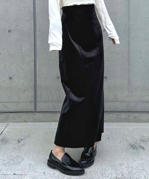 LAUIR（ラウアー） スカート ジャガードべロアロングスカート「高身長