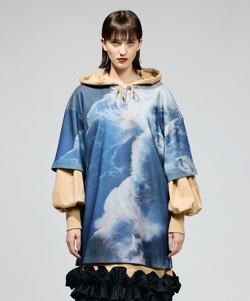 tシャツ PRINT RIB BIG T-SHIRTS レディース メンズ