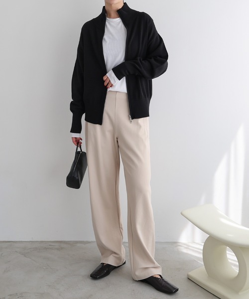 evernavy カーディガン ダブルジップドライバーズニットブルゾン