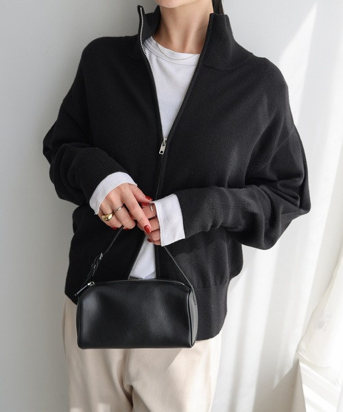 evernavy カーディガン ダブルジップドライバーズニットブルゾン