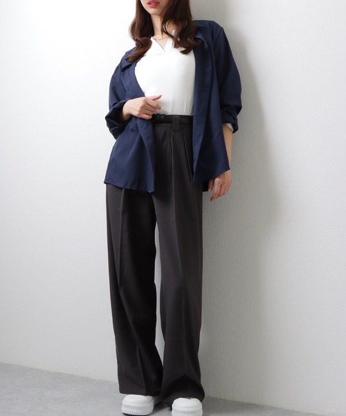 Lace Ladies ブラウス シャツ ソリッドカラー 2WAY ウエスト