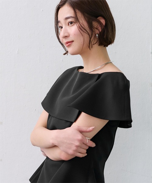 ur's（ユアーズ） tシャツ ケープデザインペプラムトップス レディース