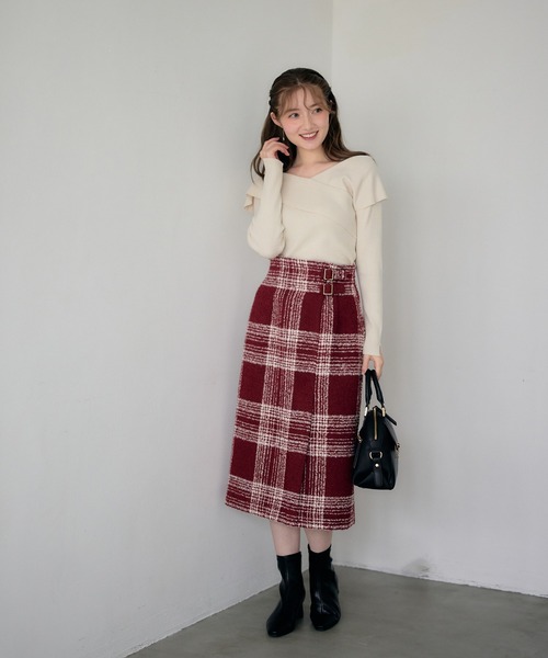 ニット セーター クロスアシメオフショル風ニットプルオーバー レディース 12Twelve Agenda ニット セーター クロスアシメオフショル風
