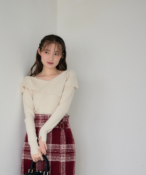 12Twelve Agenda ニット セーター クロスアシメオフショル風