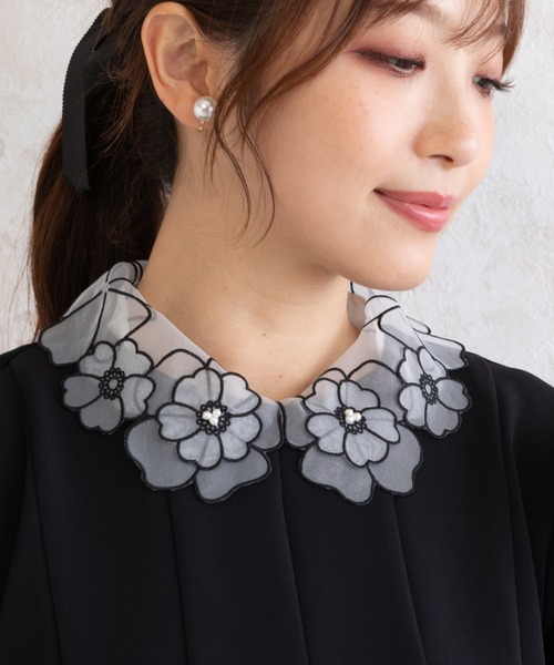 Rose Tiara ブラウス シャツ 「セットアップ対応」フラワー襟