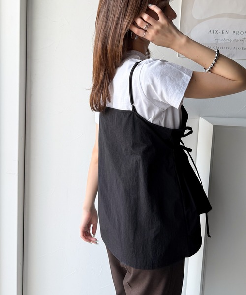 tシャツ レイヤードリボンカットTOP レディース OLIVE des tシャツ レースリボンレイヤードトップス レディース