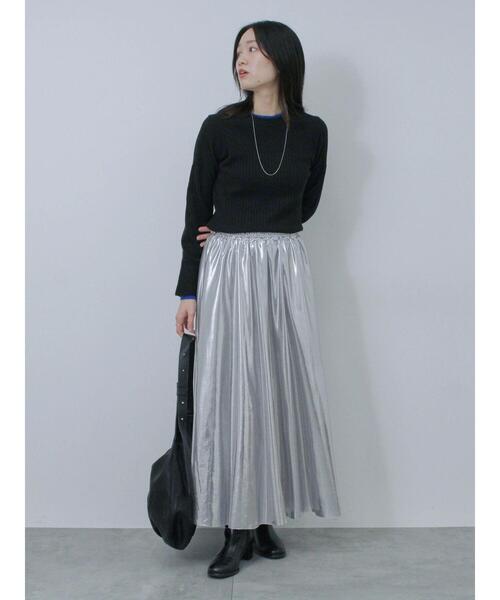 高級フレアスカート　Sono 光沢 Samansa Mos2 blue スカート 光沢フレアスカート : ZOZOTOWN