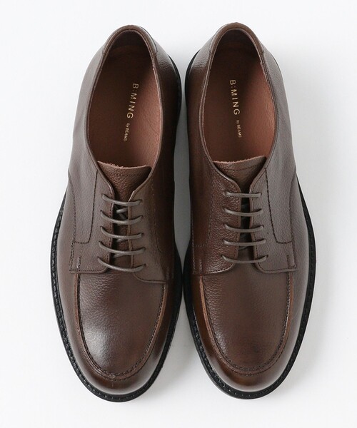 【美品】B:MING by BEAMS Uチップ シューズ　ビジネス　ブラウン B：MING by BEAMS ビジネスシューズ ラウンド U-チップ シューズ