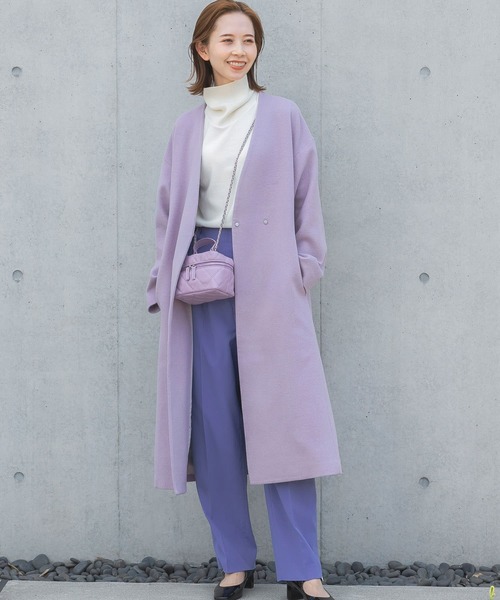 URBAN RESEARCH ROSSO WOMEN」 ノーカラーコート 38 ピンク レディース