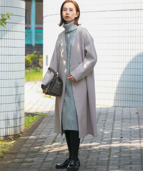 URBAN RESEARCH ROSSO WOMEN」 ノーカラーコート 38 ピンク レディース