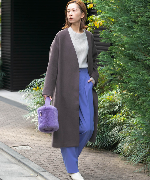URBAN RESEARCH ROSSO WOMEN」 ノーカラーコート 38 ピンク レディース