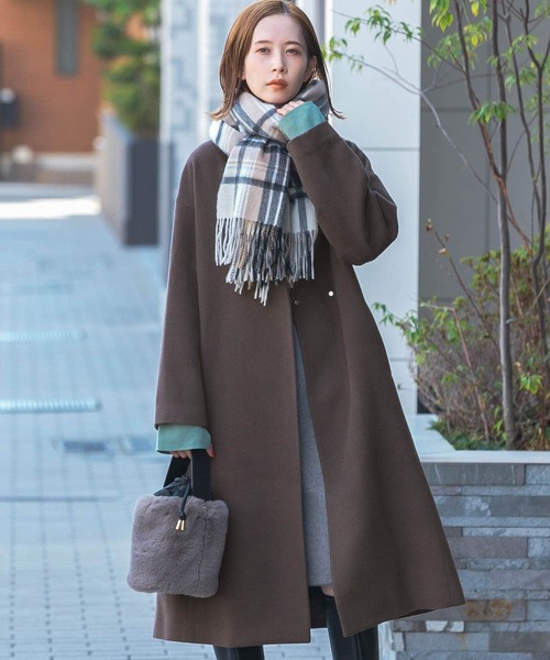 URBAN RESEARCH ROSSO WOMEN」 ノーカラーコート 38 ピンク レディース