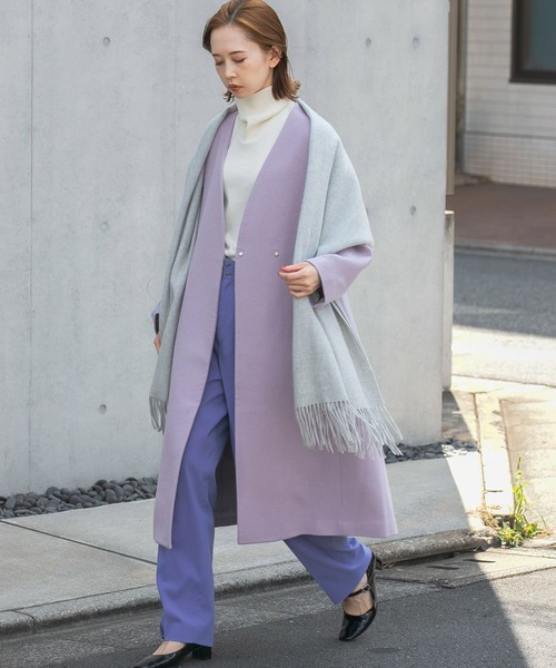 URBAN RESEARCH ROSSO WOMEN」 ノーカラーコート 38 ピンク レディース