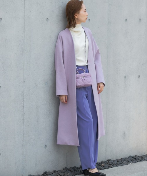 SONO ピンク ノーカラーロングコート URBAN RESEARCH ROSSO WOMEN」 ノーカラーコート 38 ピンク レディース