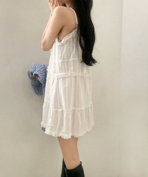 treat urself シアーフリルティアードドレス ミニ treat urself シアー