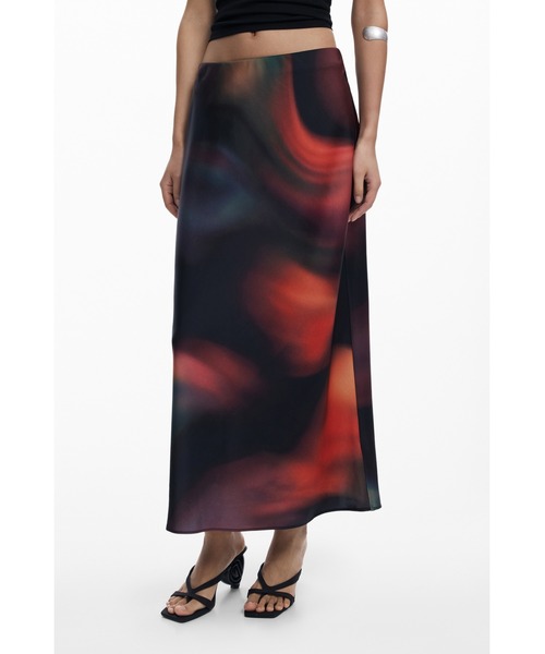 デシグアル ロング スカート タイトスカート スリット ダイダイ柄 曼荼羅柄 Desigual（デシグアル） ロング スカート カラフルブラープリント