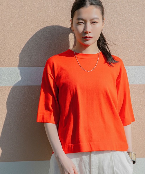 tシャツ new basic　ハイゲージニットTシャツ レディース