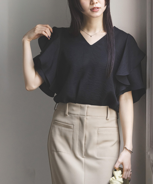 noble ブラウス NOBLE ブラウス シャツ シルキークロスボータイブラウス