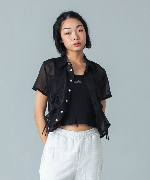 ブラック ノースリーブ タンクトップ レディース / XS X-girl タンクトップ ノースリーブ BRA TOP レディース