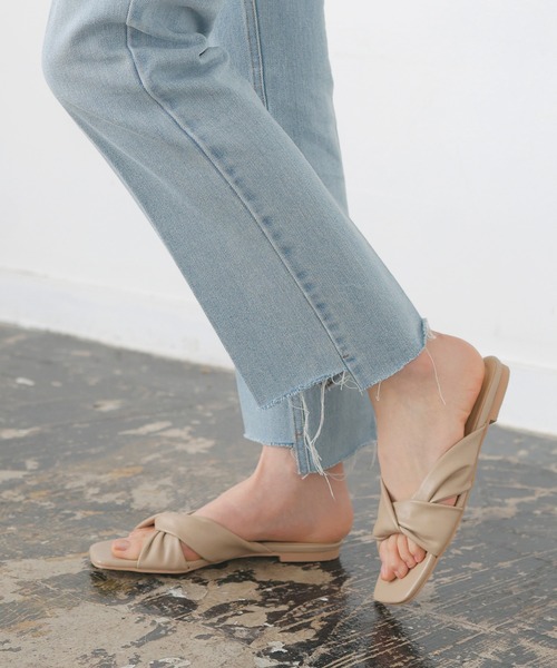 [LIAN] повреждение обработка Denim брюки MEDIUM черный женский 