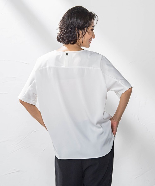 tシャツ バックサテンカットソー「洗濯機で洗える」 レディース