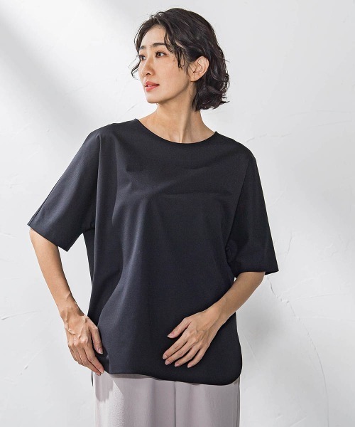 tシャツ バックサテンカットソー「洗濯機で洗える」 レディース la.f tシャツ バックサテンカットソー「洗濯機で洗える