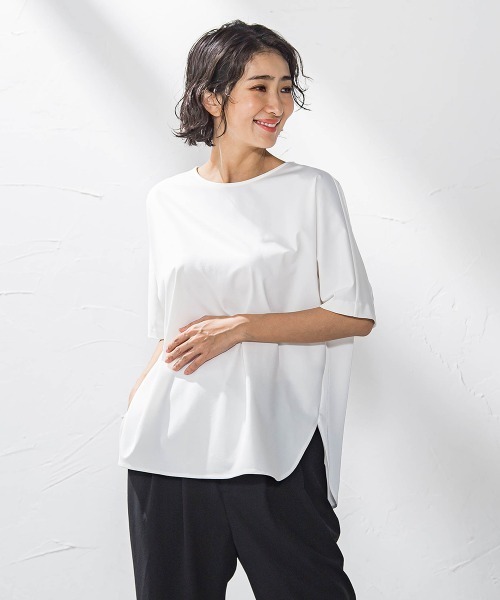 tシャツ バックサテンカットソー「洗濯機で洗える」 レディース la.f tシャツ バックサテンカットソー「洗濯機で洗える
