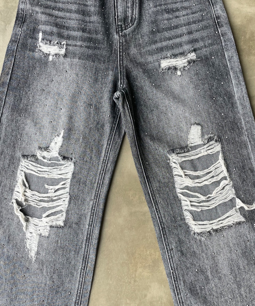 [SHAGGIE] повреждение обработка Denim брюки M голубой женский 