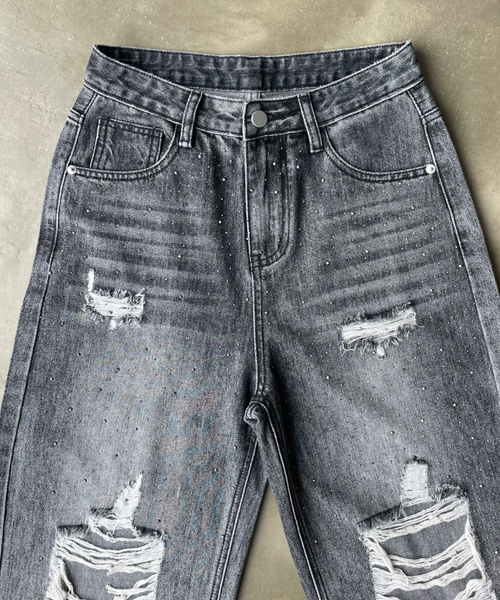 [SHAGGIE] повреждение обработка Denim брюки M голубой женский 