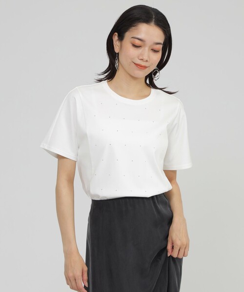 tシャツ 「カタログ掲載品」「接触冷感」「ウォッシャブル」超冷感コットンスムースホットフィットドットカットソー レディース