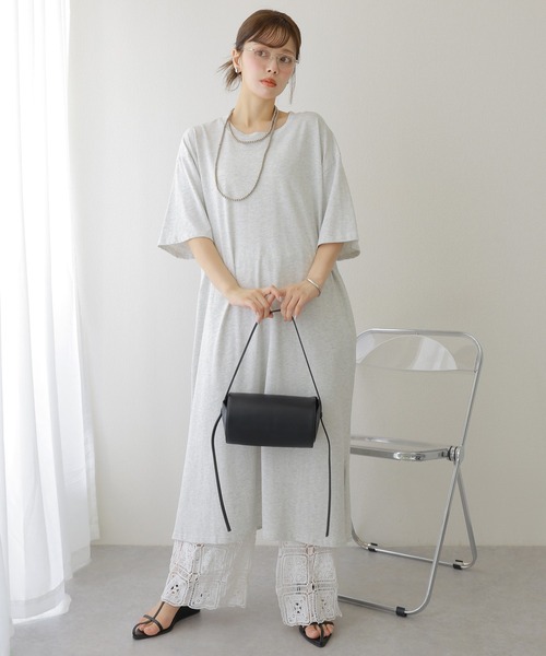 ワンピース 半袖 cotton side slit tee op /コットン サイドスリット T