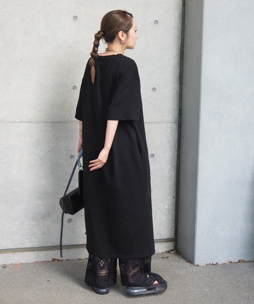 【未使用品】Deuxieme Classeサイドスリット半袖カットソーワンピース ワンピース cotton side slit tee op /コットン サイドスリット 半袖 T