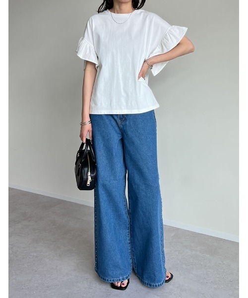 tシャツ ワンショルダーストライプフリルT レディース ワンショルダーハートレースフリルTシャツ – レディース