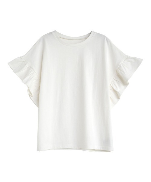 Re:EDIT tシャツ 綿天竺ショルダーフリルTシャツ レディース
