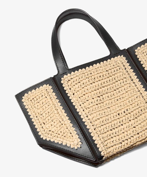 MICHAEL KORS☆ワードロゴ クロシェ ストライプ トートバッグ MICHAEL KORS トートバッグ JORDI ハンドクロシェ ストロー