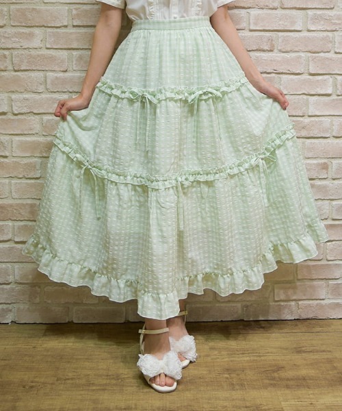 axes femme POETIQUE スカート ギンガムティアードスカート