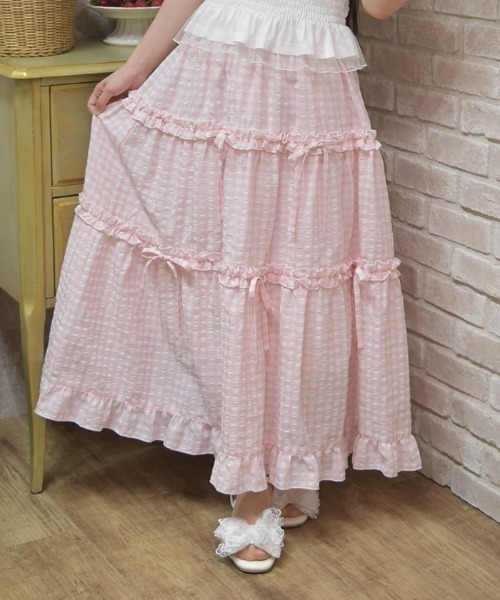 axes femme POETIQUE スカート ギンガムティアードスカート : ZOZOTOWN