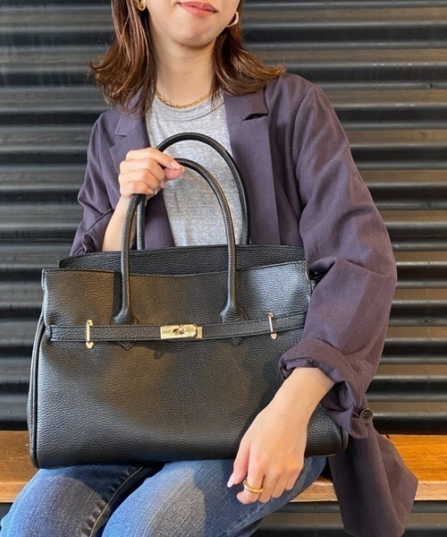 AULENTTI レザートートバッグ グレー 大きめ　完売　定価24,200円 2wayレザートートバッグ【AULENTTI/オウレンティ】 | AND ON