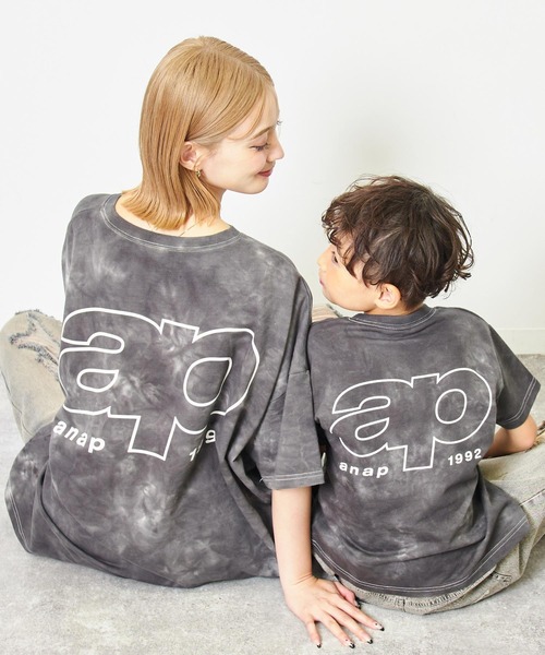 ANAP（アナップ） tシャツ ミニ裏毛 タイダイ柄 ロゴ Tシャツ「親子お