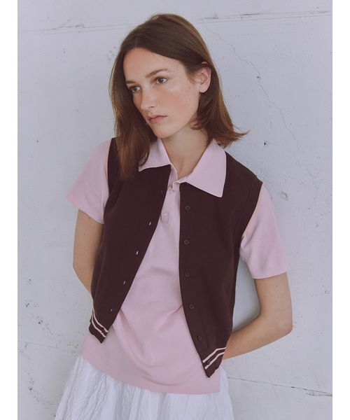 emmi ポロシャツ ポロ 襟付きニットベスト レディース emmi ポロシャツ ポロ 襟付きニットベスト レディース