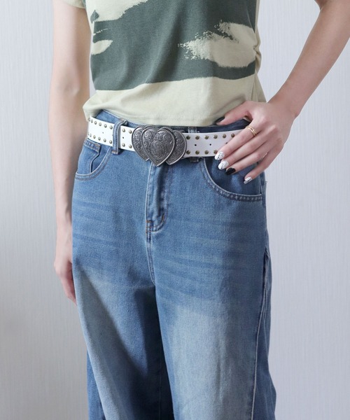 florist ベルト パンクハートY2Kギャルスタッズベルト レディース