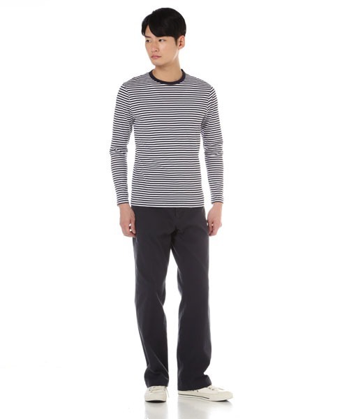 「SUNSPEL」 長袖Tシャツ MEDIUM ホワイト×ネイビー メンズ