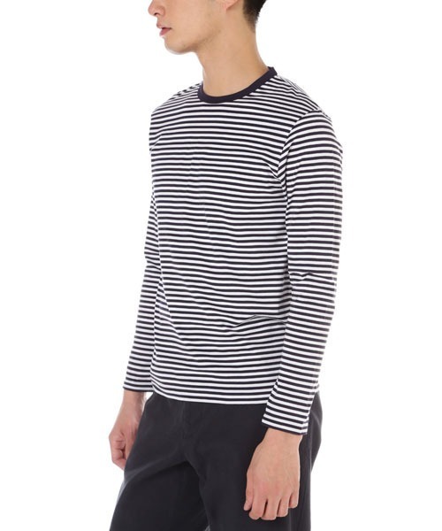 「SUNSPEL」 長袖Tシャツ MEDIUM ホワイト×ネイビー メンズ