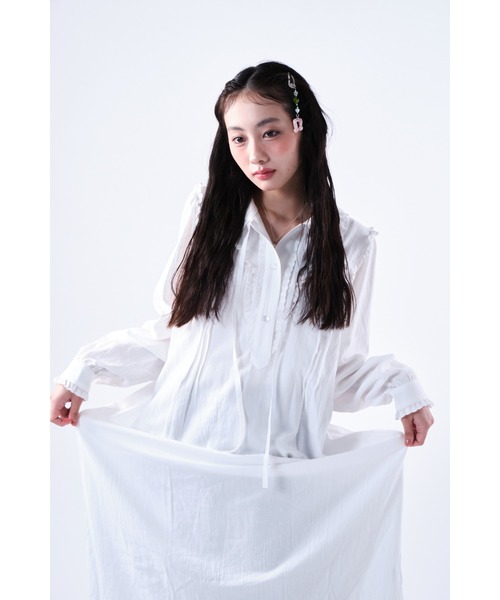 Smyeon ワンピース Frill cotton shirtdress/フリルコットンシャツ