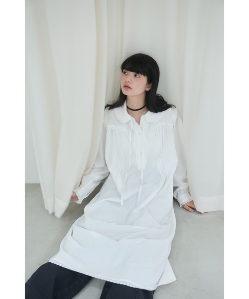 Smyeon ワンピース Frill cotton shirtdress/フリルコットンシャツ