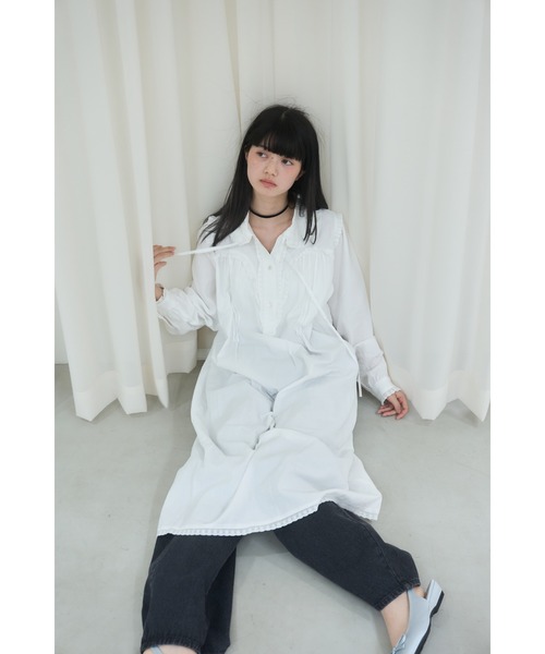 オールドマンズテーラー　ロングシャツ　フリル　ワンピース Smyeon ワンピース Frill cotton shirtdress/フリルコットンシャツ